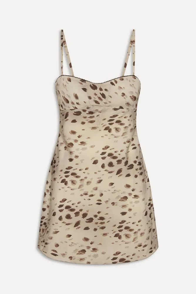 Audrey Satin Mini Dress - Whipped Butter Dottie
