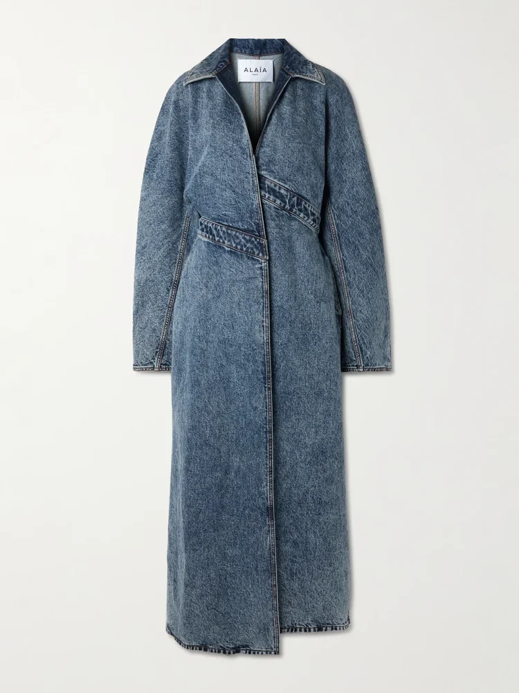 Alaïa Spiral asymmetric denim coat