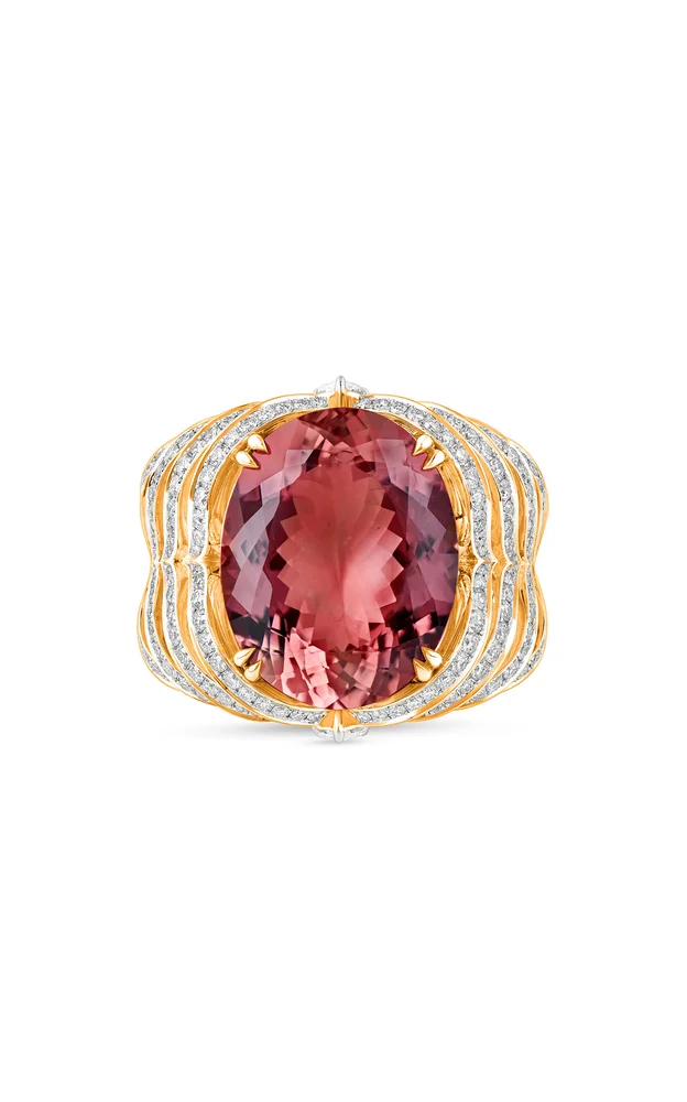 Mandala Heritage Curves 18K Yellow Gold Tourmaline Ring