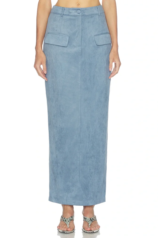 Faux Suede Maxi Skirt
