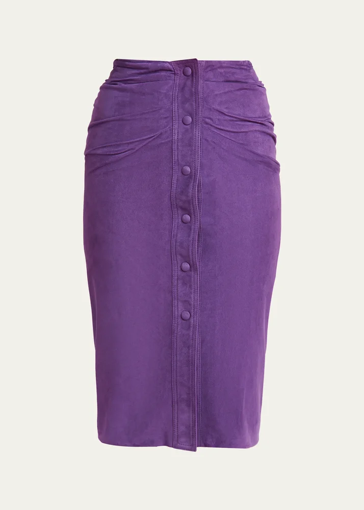 Ruched Suede Skirt