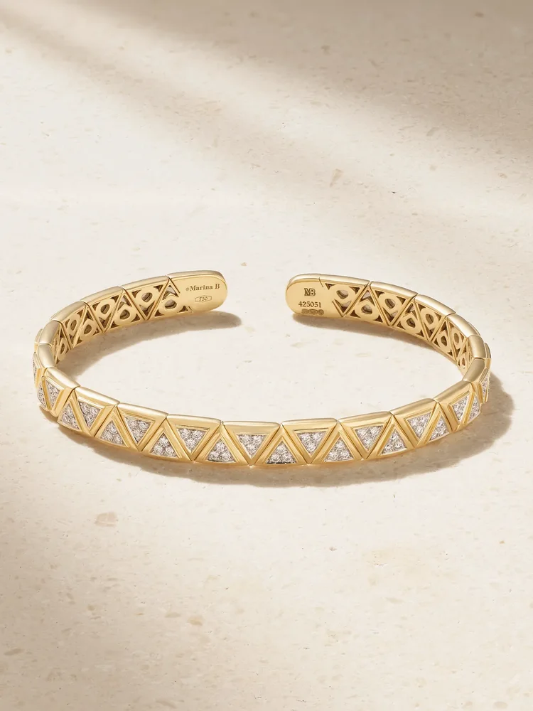Triangoli 18-karat gold diamond bangle