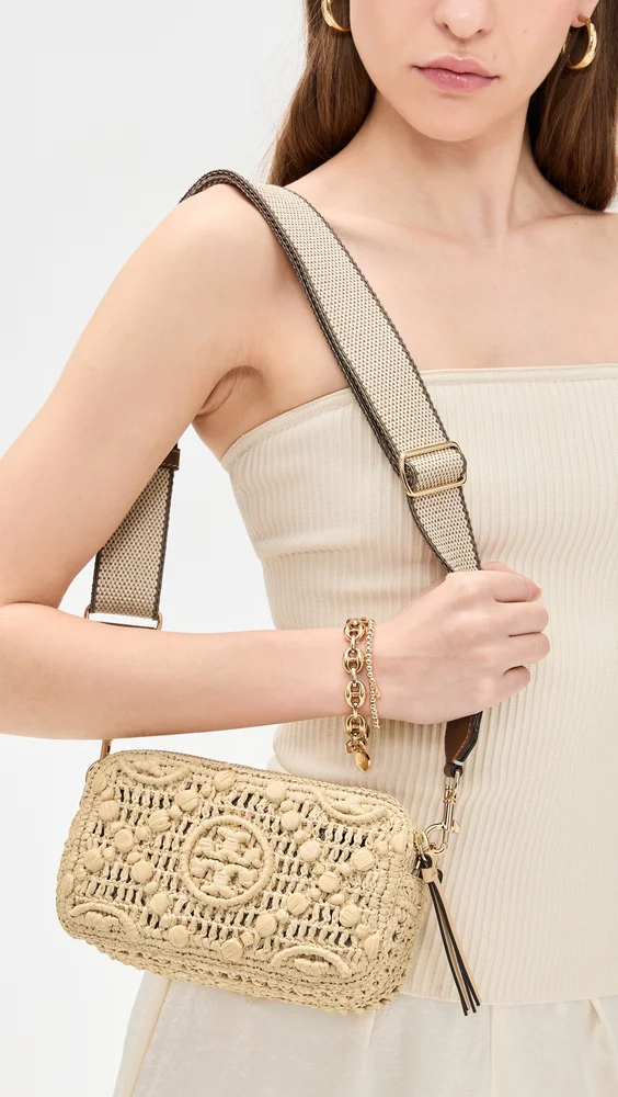Miller T Monogram Raffia Mini Crossbody Bag