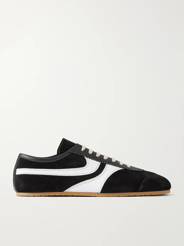 Leather-Trimmed Suede Sneakers