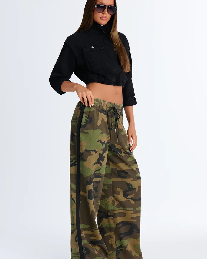 Have My Word Camo Twill Wide Leg Pant