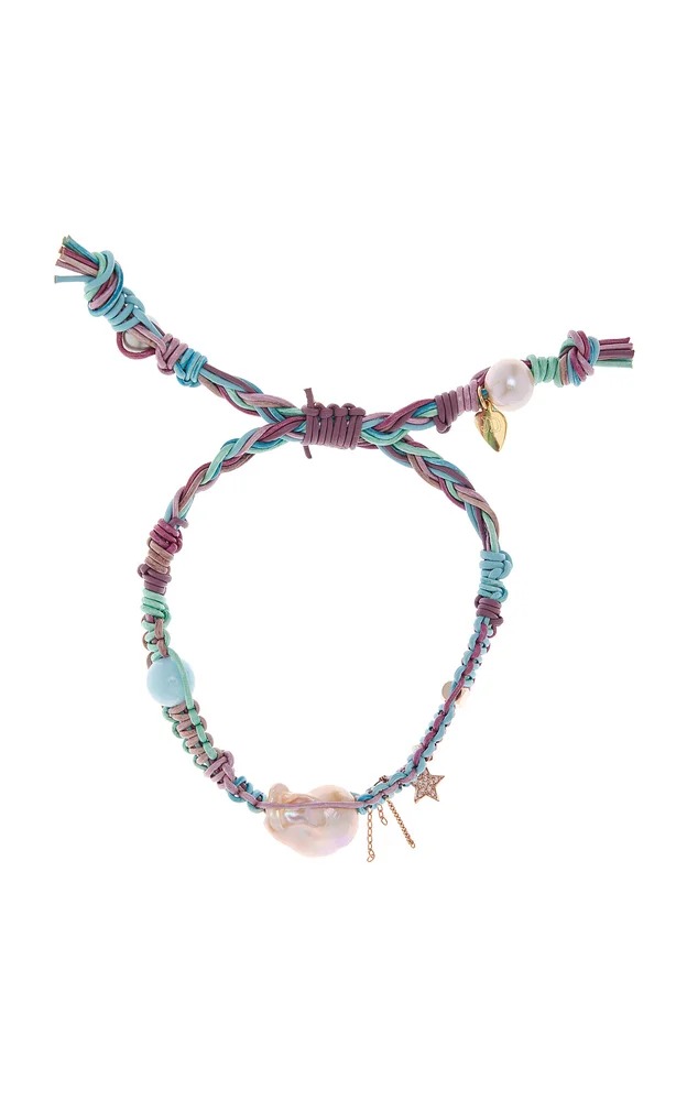 Metallic Barbie Beach Pearl, Leather Rocker Bracelet