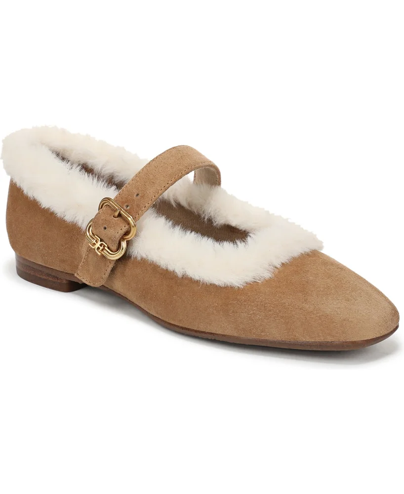 Michaela Fur Mary Jane Flats