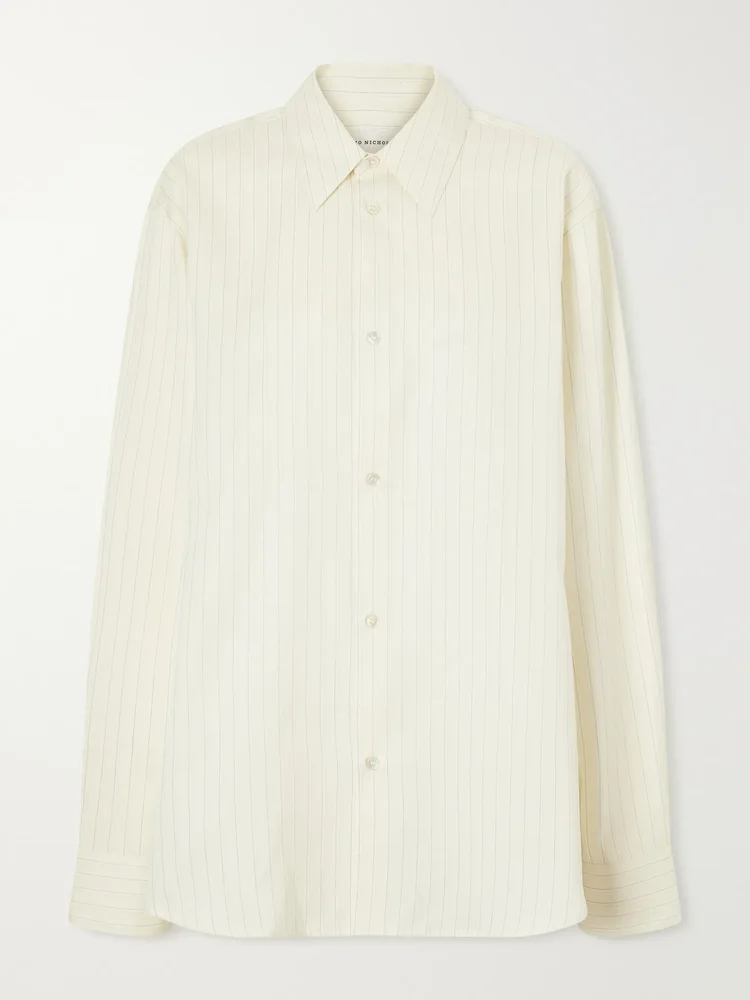 View striped cotton and silk-blend shirt