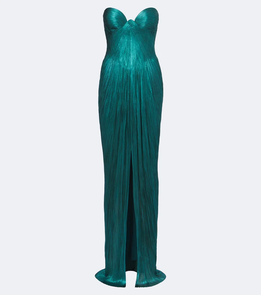 Nadira pleated silk bustier gown