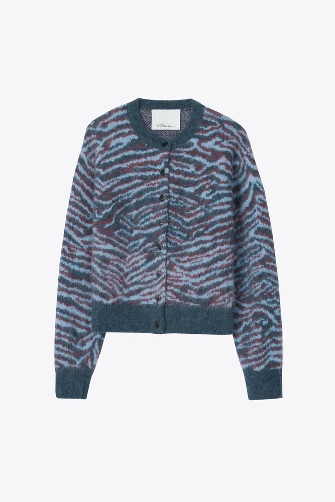 Abstract Tiger Crewneck Cardigan
