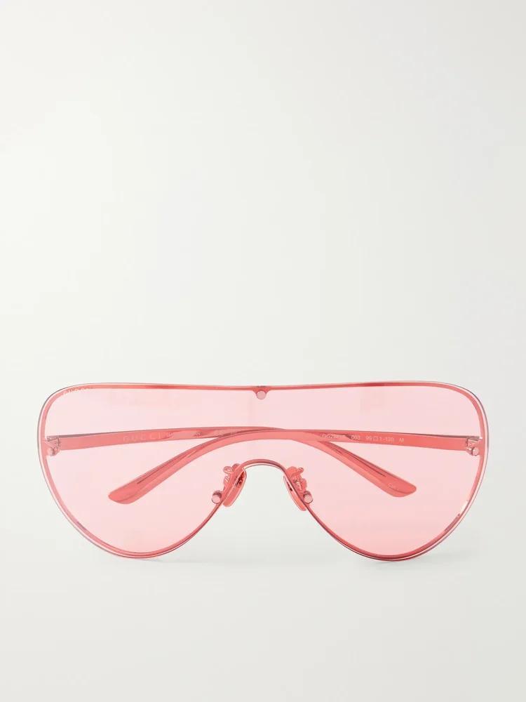 Logo-engraved D-frame metal sunglasses