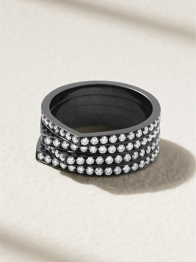 Antifer 14-karat blackened gold diamond ring
