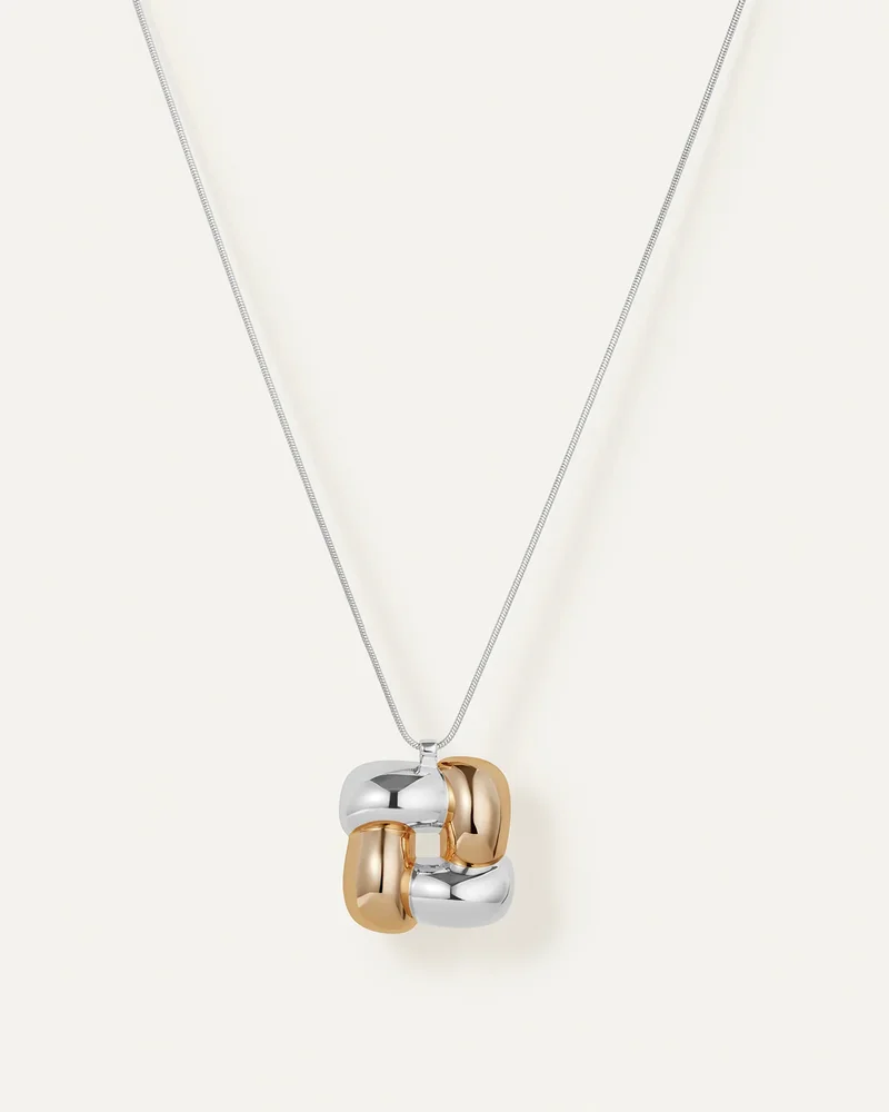 Woven Square Long Pendant Necklace