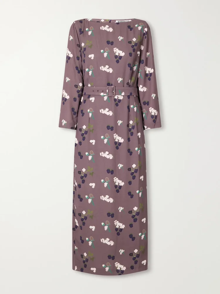 Luce belted floral-print crepe de chine midi dress