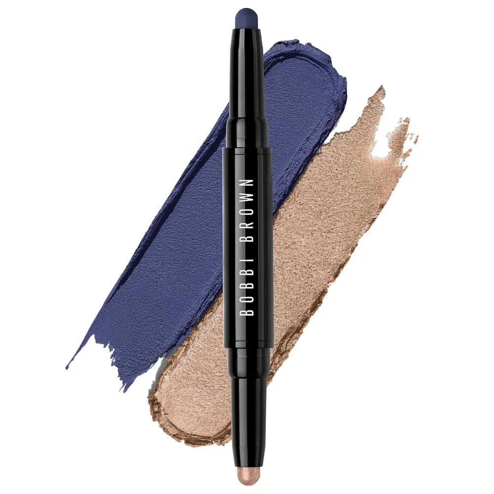 Dual-Ended Long-Wear Waterproof Cream Eyeshadow Stick in Silk / Rich Navy