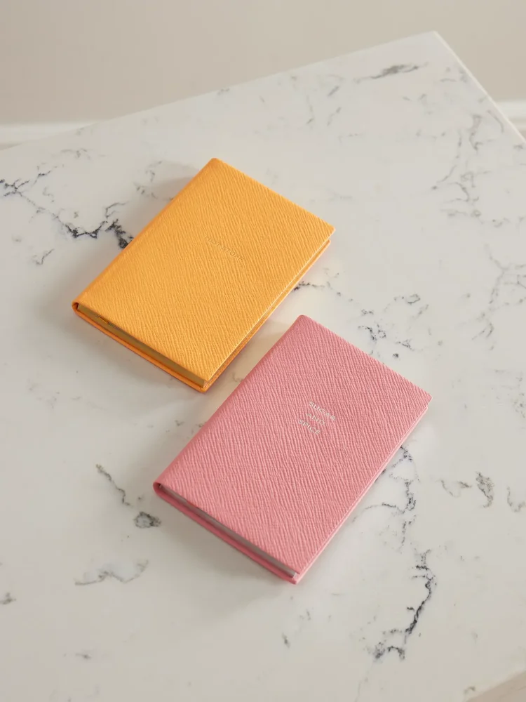 Set of two textured-leather notebooks