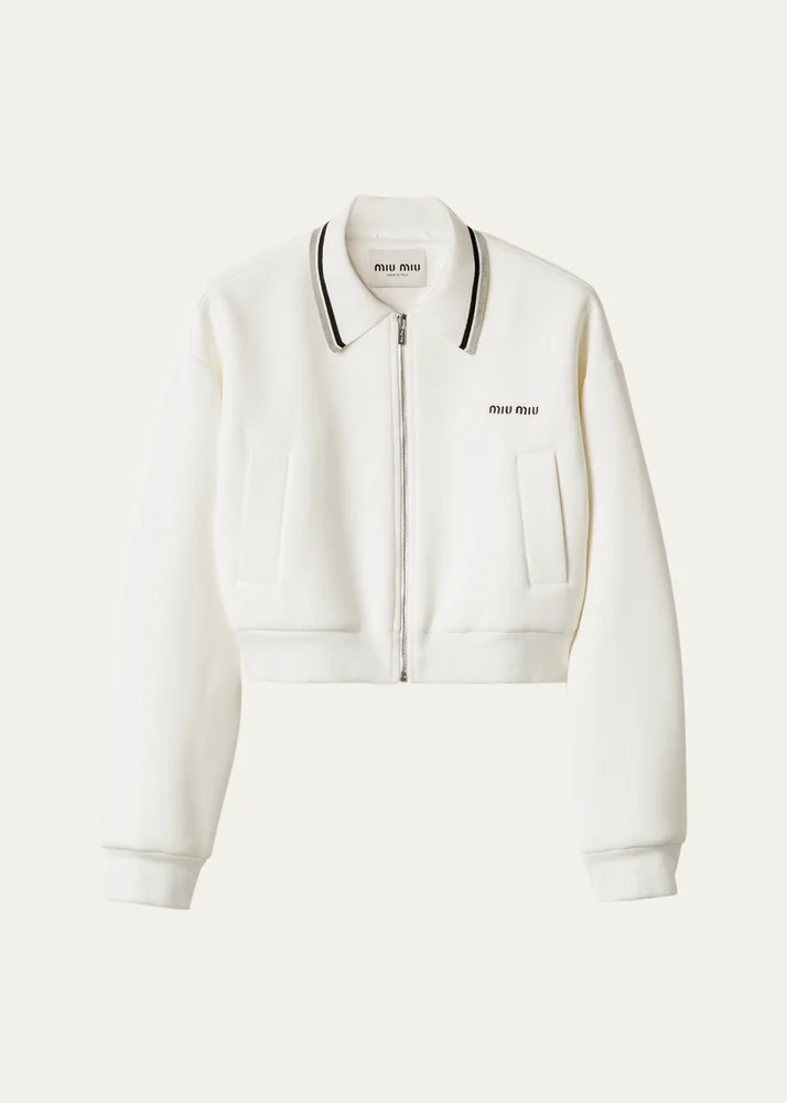 Piquet Cropped Zip Jacket