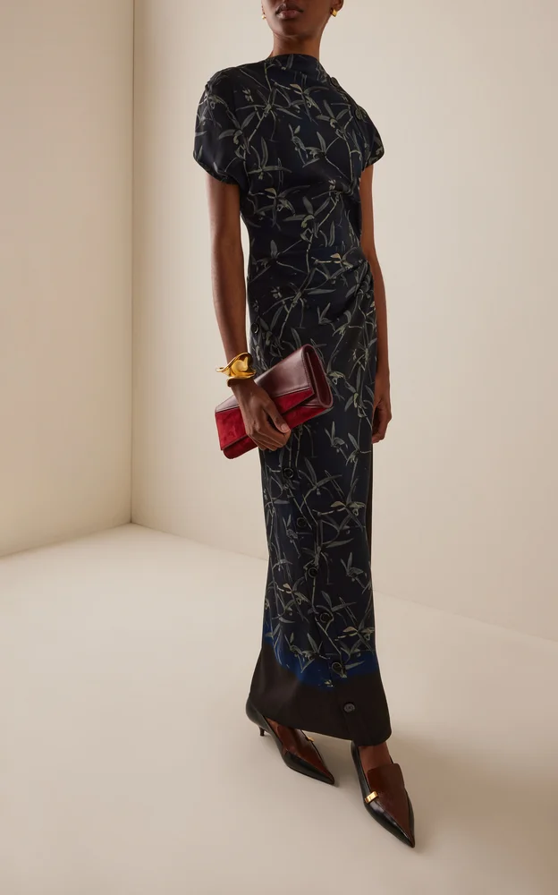 Anais Floral Stretch-Cady Maxi Dress