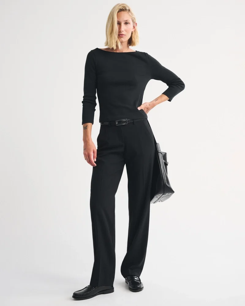 Low Rise Tailored Straight Leg Pant