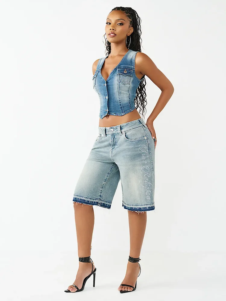Jessie Mid Rise Big T Flap Baggy Jort