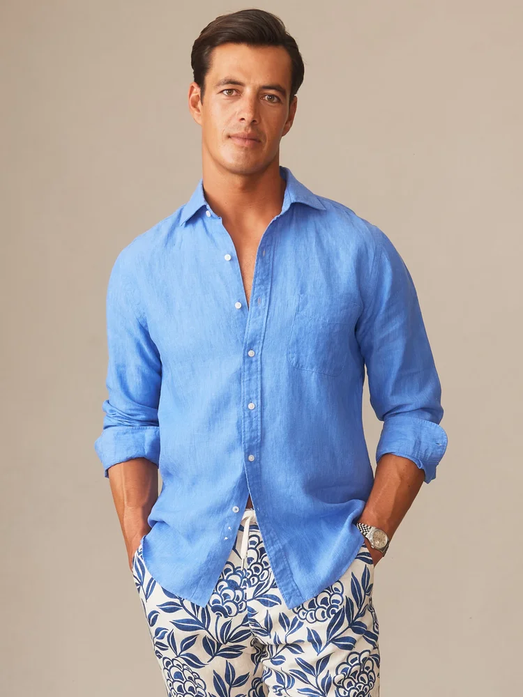 Gramercy Linen Shirt Solid French Blue