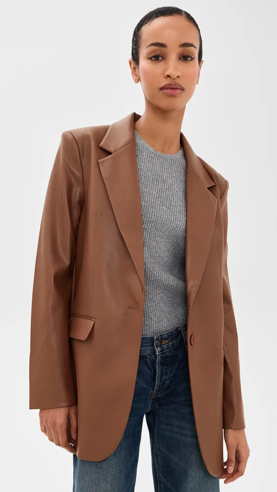 Faux Leather Boyfriend Blazer