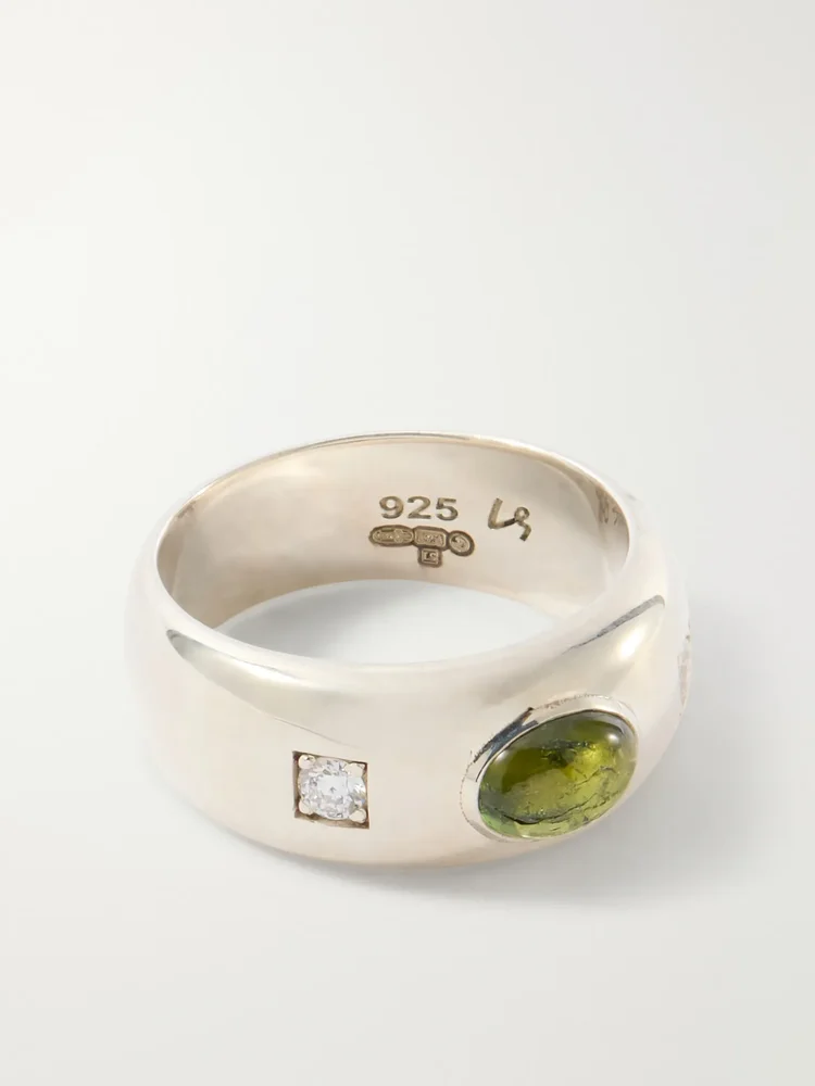 Gentry sterling silver, tourmaline and diamond ring