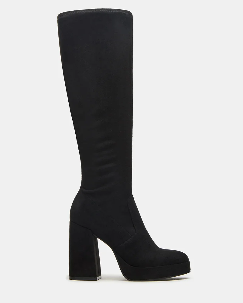 TWAIN Black Knee-High Block Heel Women's Boot