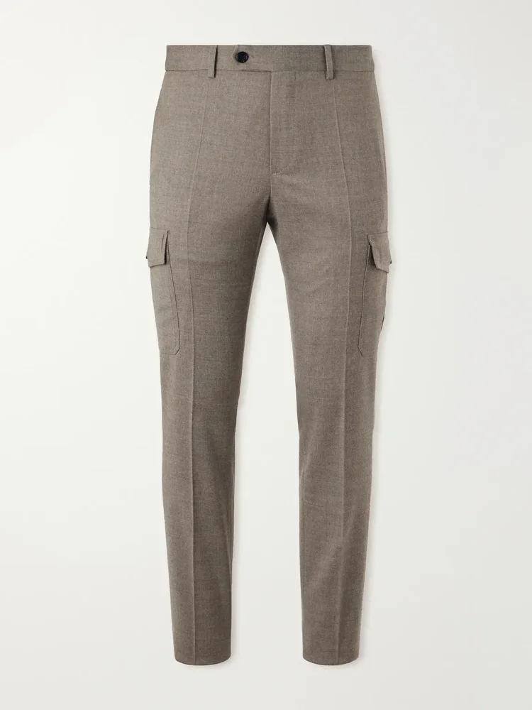 Incotex Tapered Wool-Blend Flannel Trousers