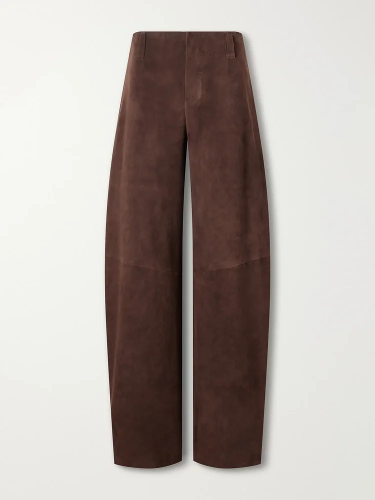Valadon paneled suede wide-leg pants