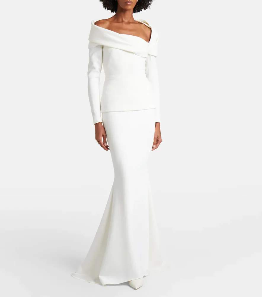 Millie draped crêpe gown