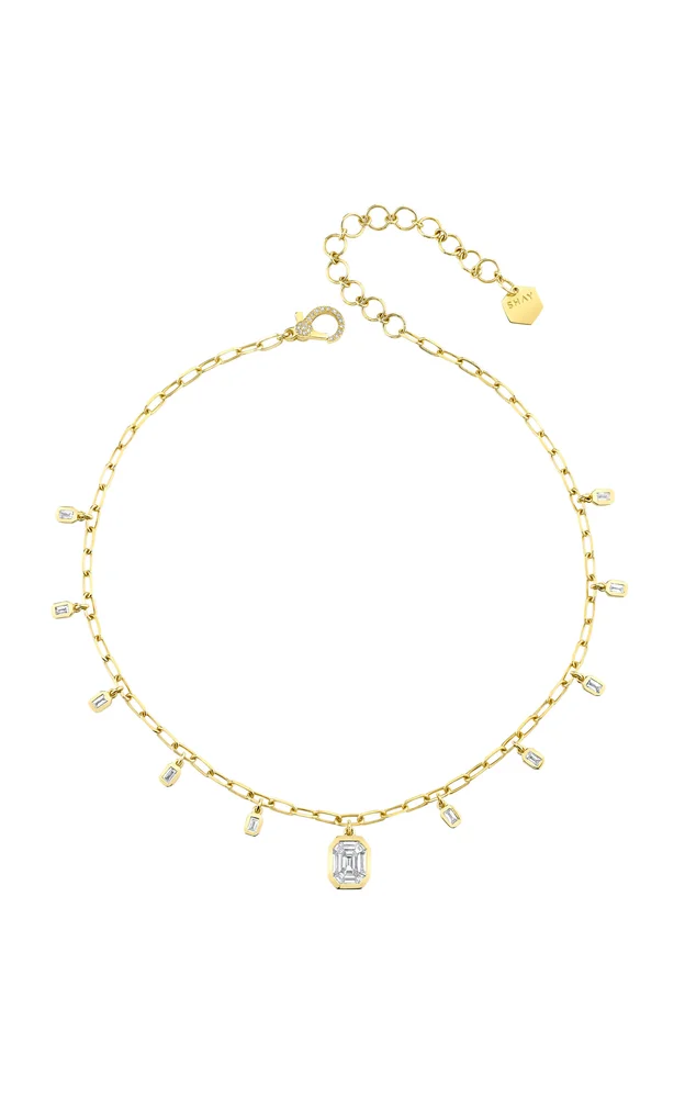18K Yellow Gold Baguette Diamond Necklace