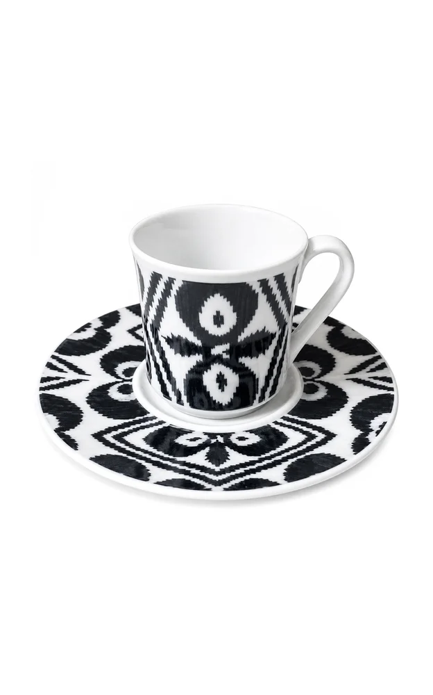 Porcelain Ikat Coffee Cup With Saucer