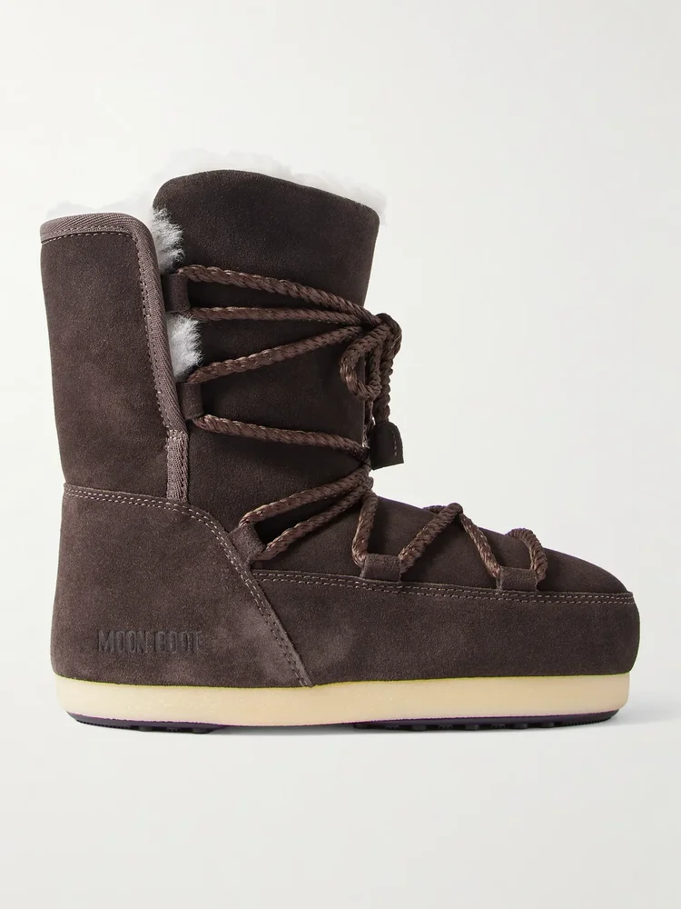 EVX shearling-lined suede snow boots