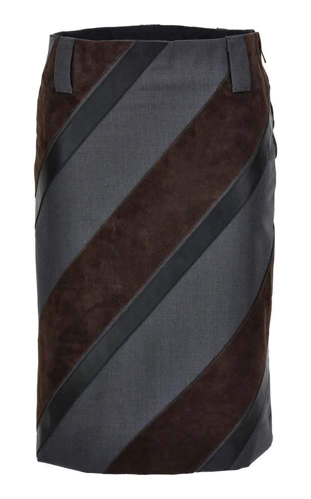 Suede-Effect Leather Pencil Skirt
