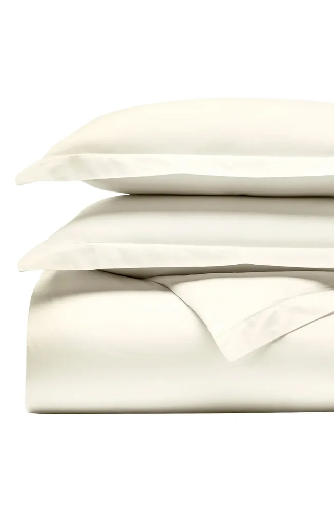 Signature Hemmed Duvet Set in Cream