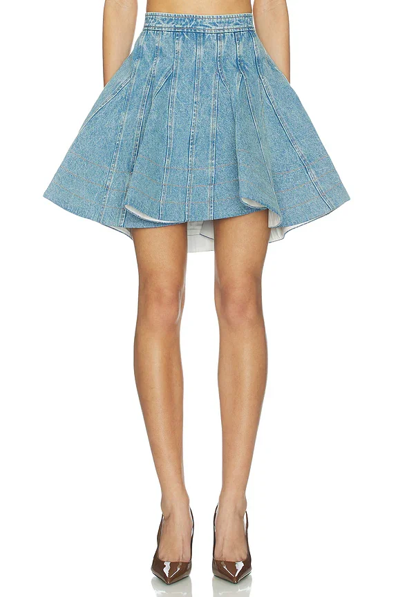 Kalle Denim Godet Skirt