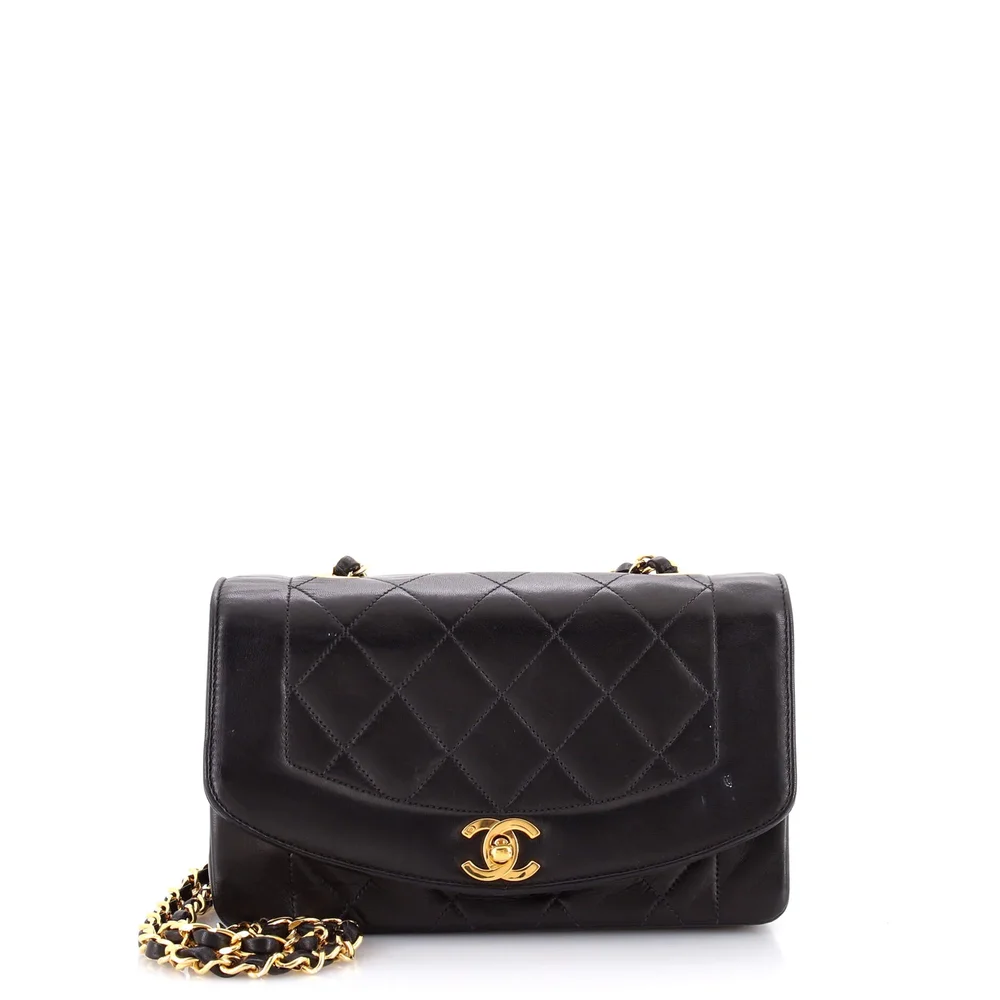 Vintage Diana Flap Bag Quilted Lambskin Small