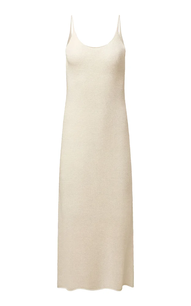 Textured Linen Sweater Scoop Maxi Dress