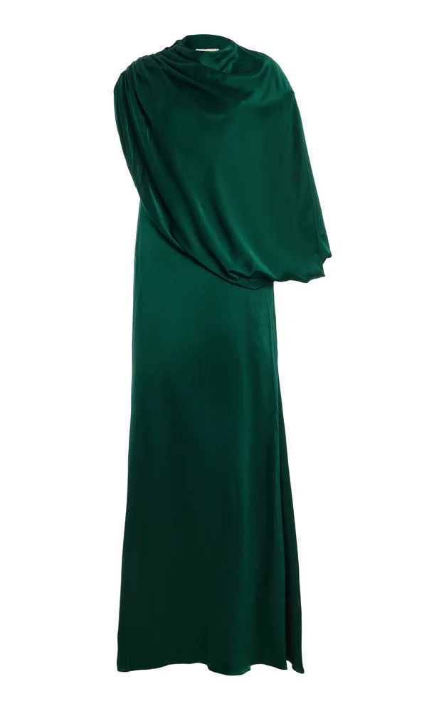 Exclusive The Talia Draped Silk-Satin Maxi Dress
