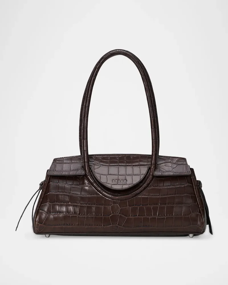 Maude Croc-Embossed Leather Shoulder Bag