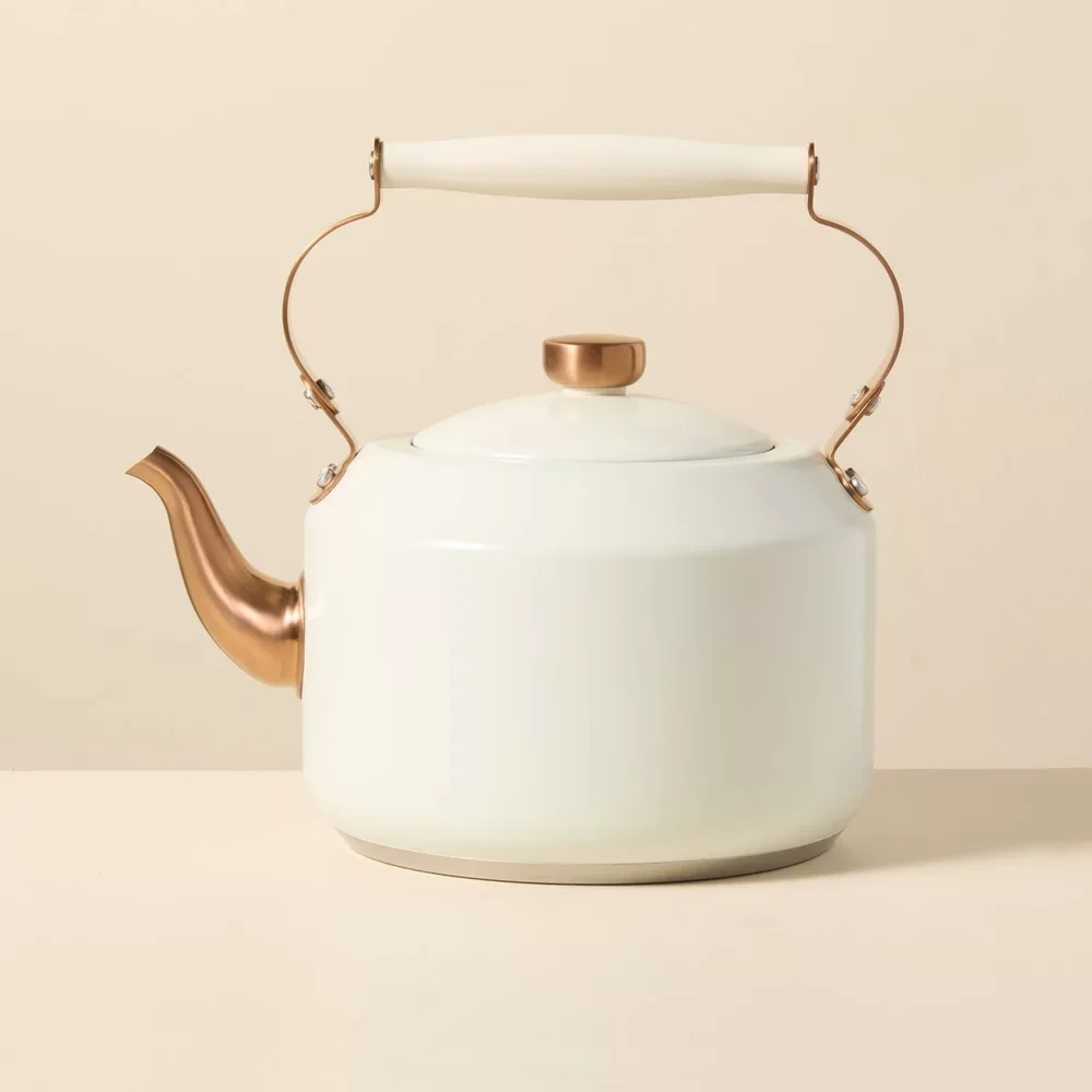 2qt Coated Tea Kettle Sour Cream