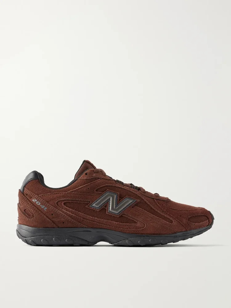 204L leather-trimmed suede sneakers
