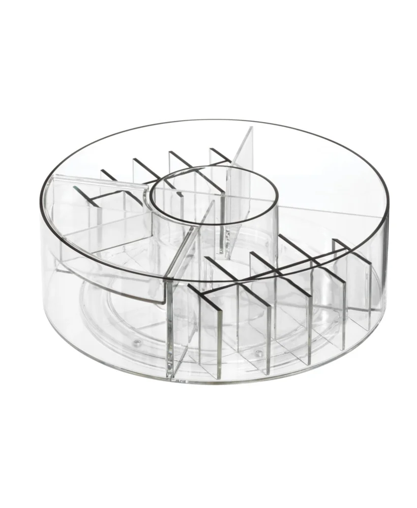 Rotating Makeup Organizer with Dividers - Clear