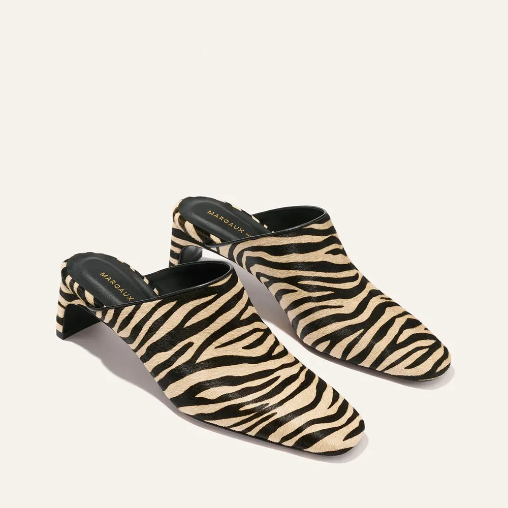 The Brera Mule - Tan Zebra Haircalf