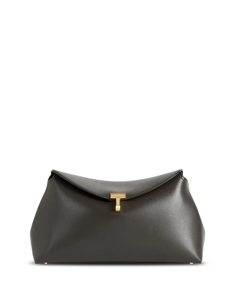 T-Lock Smooth-Leather Convertible Clutch in Bark