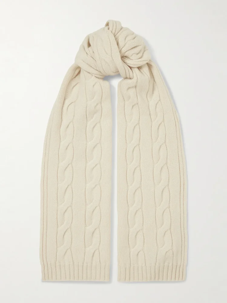 Cable-knit cashmere scarf
