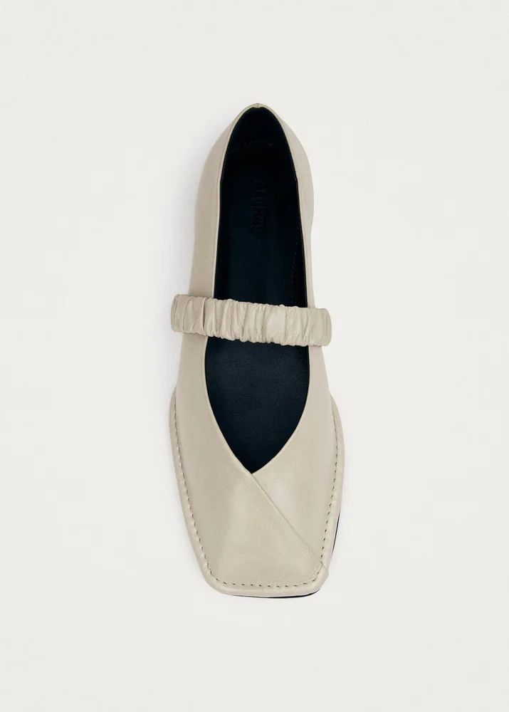 Lautan Cream Leather Ballet Flats