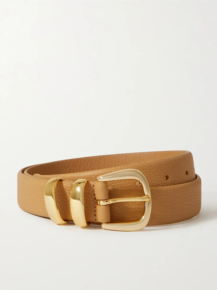 Textured-leather waist belt