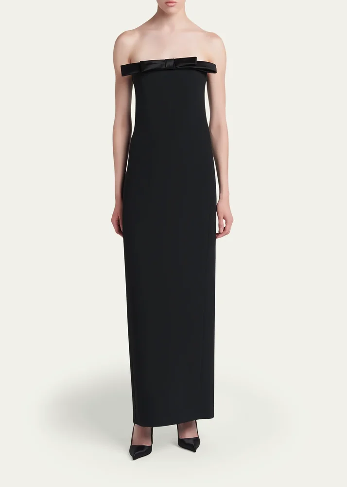 Bow Strapless Column Gown